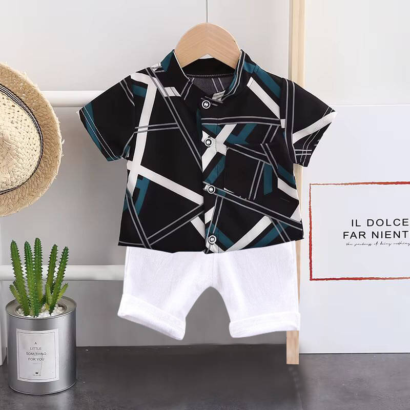     			DANGAR Pack of 1 Unisex Cotton Blend Shirt & Shorts Set ( Black )