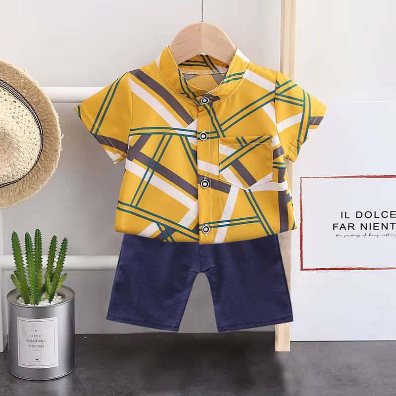     			DANGAR Pack of 1 Unisex Cotton Blend Shirt & Shorts Set ( Yellow )