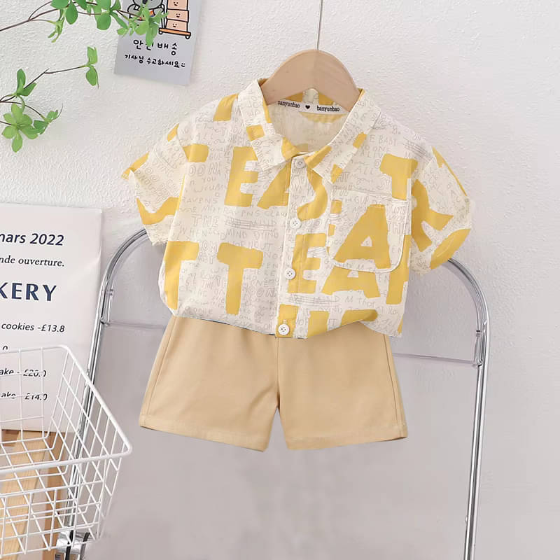 DANGAR Pack of 1 Unisex Cotton Blend Shirt & Shorts Set ( Yellow ) DANGAR Pack of 1 Unisex Cotton Blend Shirt & Shorts Set ( Yellow )