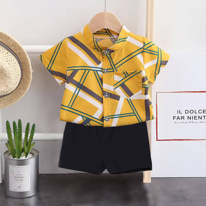 DANGAR Pack of 1 Unisex Cotton Blend Shirt & Shorts Set ( Yellow ) DANGAR Pack of 1 Unisex Cotton Blend Shirt & Shorts Set ( Yellow )