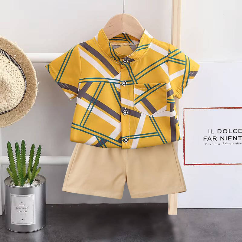 DANGAR Pack of 1 Unisex Cotton Blend Shirt & Shorts Set ( Yellow ) DANGAR Pack of 1 Unisex Cotton Blend Shirt & Shorts Set ( Yellow )