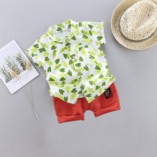     			DANGAR Pack of 1 Unisex Cotton Blend Shirt & Shorts Set ( Green )