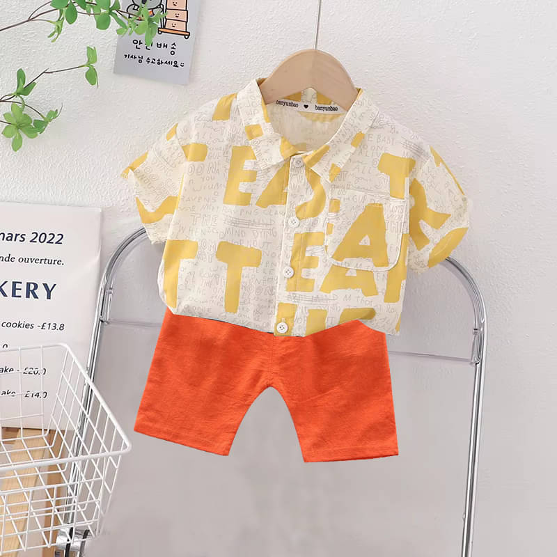     			DANGAR Pack of 1 Unisex Cotton Blend Shirt & Shorts Set ( Yellow )