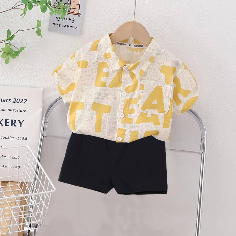 DANGAR Pack of 1 Unisex Cotton Blend Shirt & Shorts Set ( Yellow ) DANGAR Pack of 1 Unisex Cotton Blend Shirt & Shorts Set ( Yellow )
