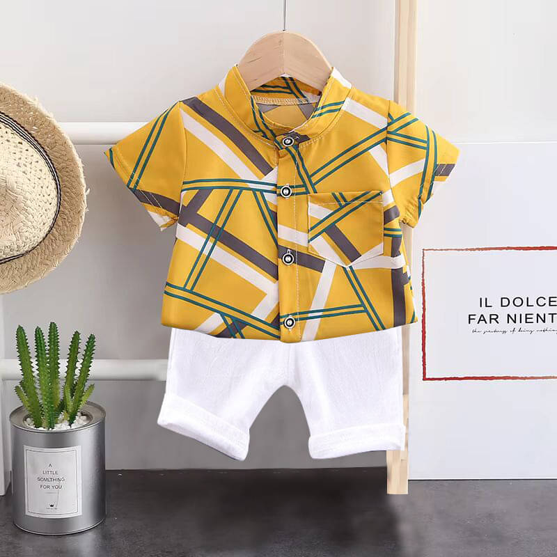 DANGAR Pack of 1 Unisex Cotton Blend Shirt & Shorts Set ( Yellow ) DANGAR Pack of 1 Unisex Cotton Blend Shirt & Shorts Set ( Yellow )