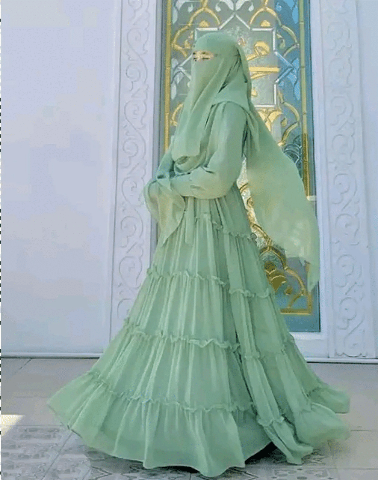     			DS DRESSES Cotton Burqa with Hijab Sea Green ( Pack of 1 )
