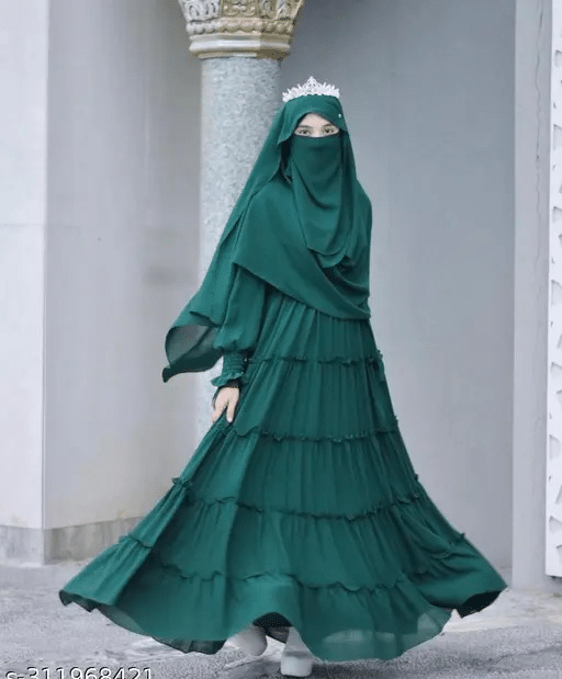     			DS DRESSES Crepe Burqa with Hijab Green ( Pack of 1 )