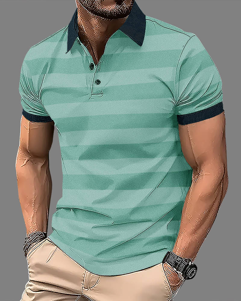     			Eyebogler Pack of 1 Cotton Blend Regular Fit Striped Half Sleeves Men's Polo T Shirt ( Green )
