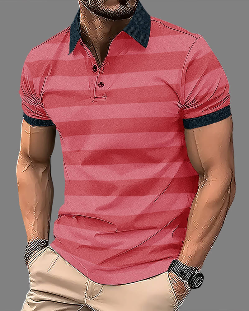     			Eyebogler Pack of 1 Cotton Blend Regular Fit Striped Half Sleeves Men's Polo T Shirt ( Red )