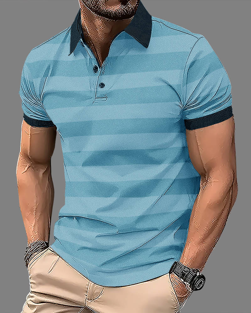 Eyebogler Pack of 1 Cotton Blend Regular Fit Striped Half Sleeves Men's Polo T Shirt ( Blue ) Eyebogler Pack of 1 Cotton Blend Regular Fit Striped Half Sleeves Men's Polo T Shirt ( Blue )