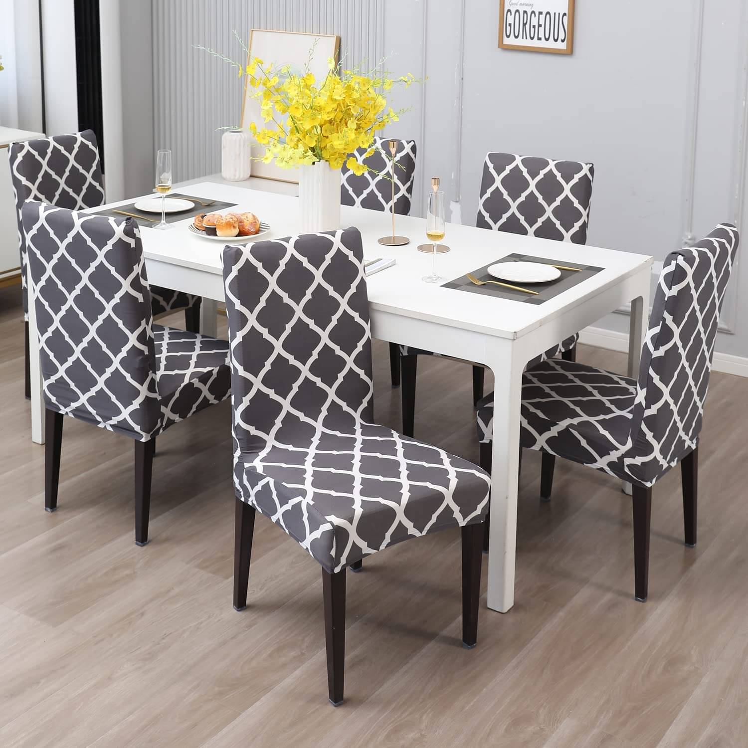     			GIFTS ISLAND 6 Seater Polyester Chair Cover ( Pack of 6 )