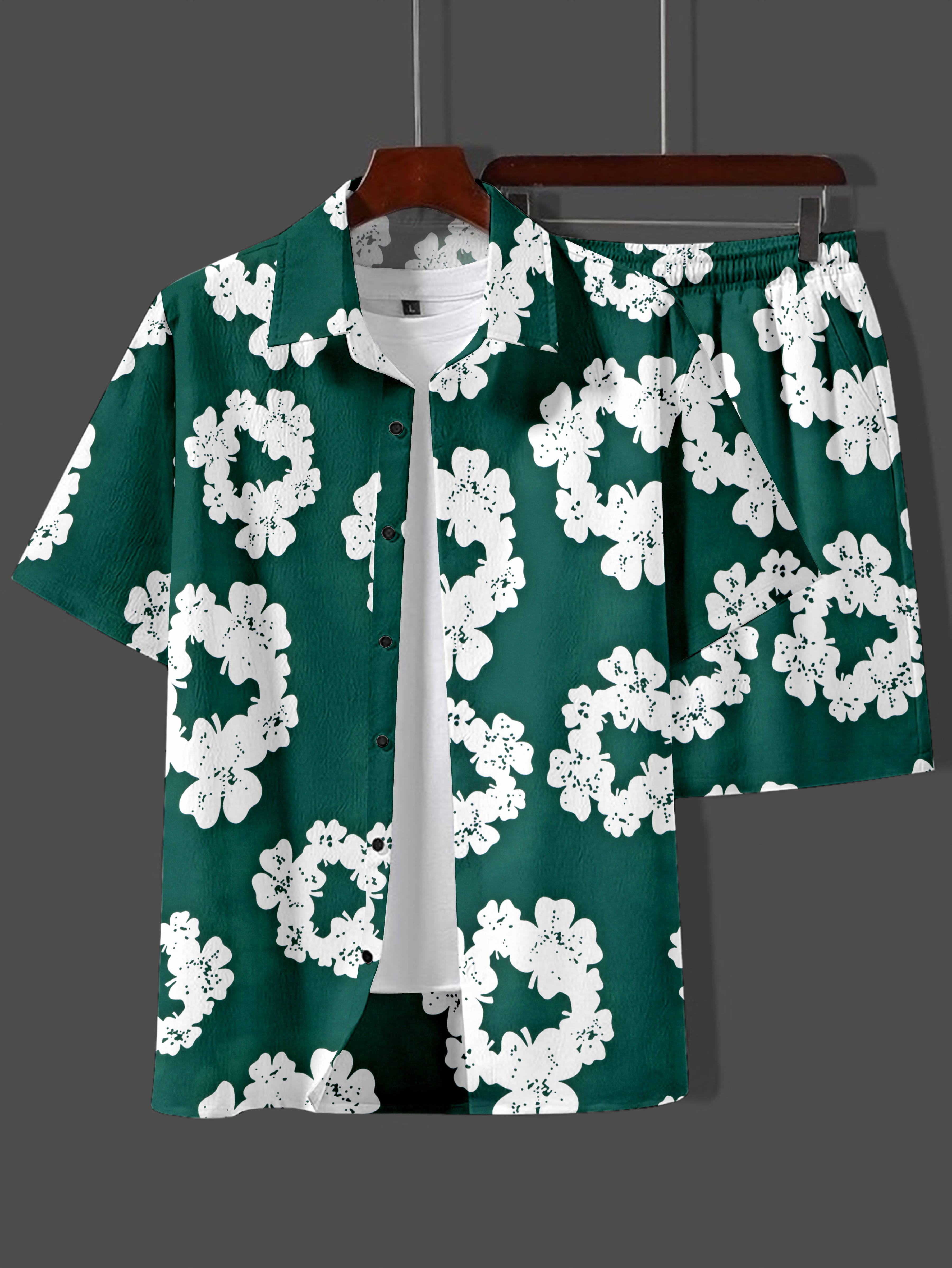     			GLORISTAR Men's Shirt With Shorts Co-Ords Set ( Pack of 1 , Green )