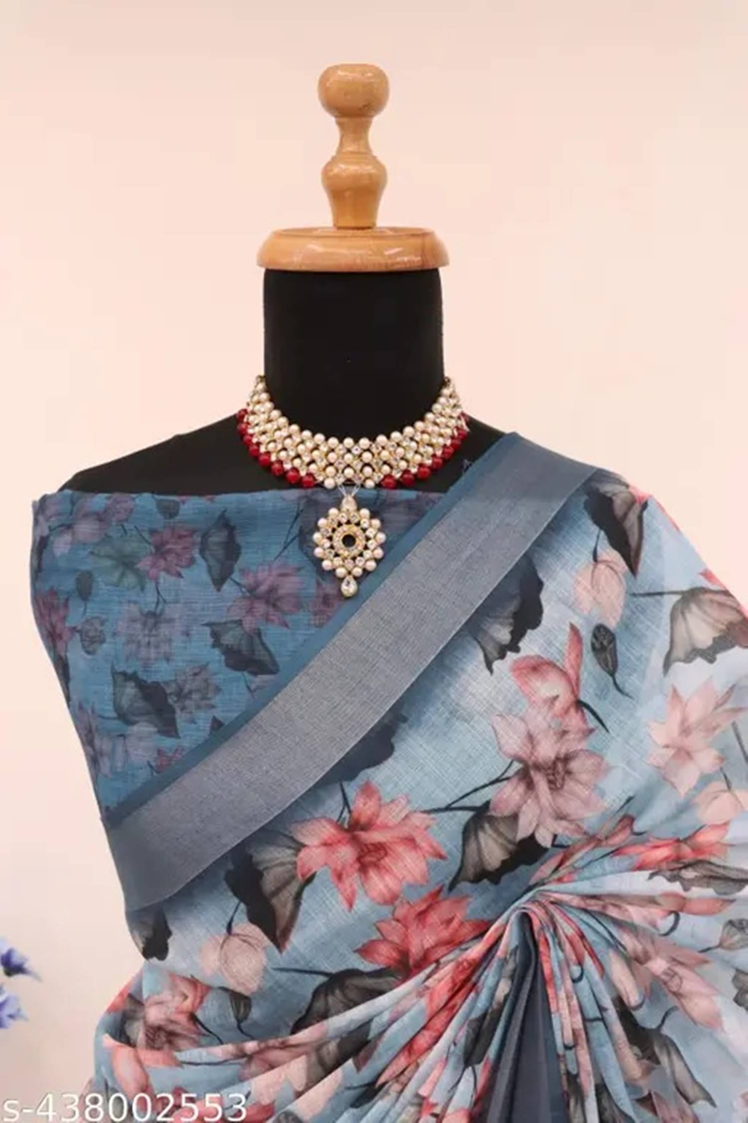 Grubstaker Linen Printed Saree With Unstitched Blouse Piece ( Multicolor 14 ) Grubstaker Linen Printed Saree With Unstitched Blouse Piece ( Multicolor 14 )