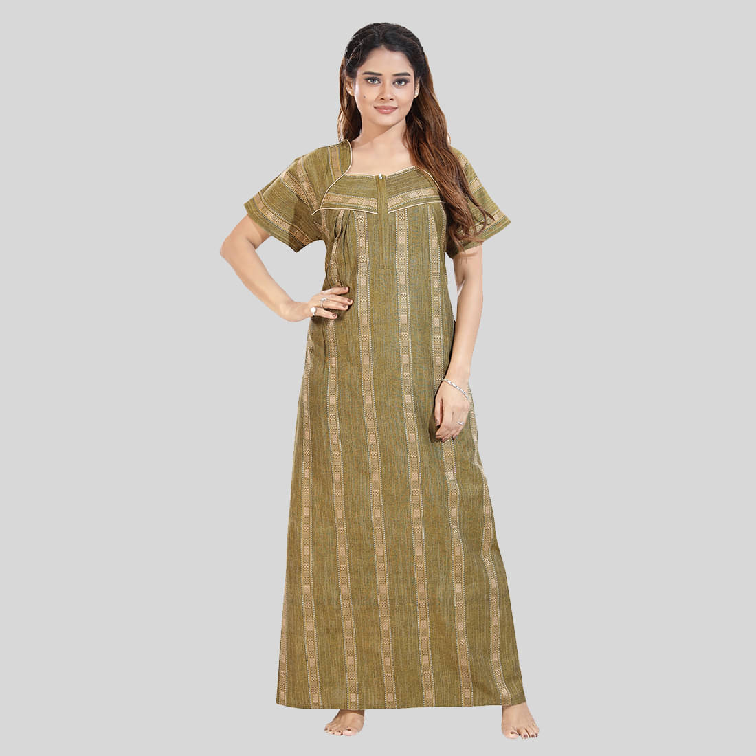     			Gutthi Yellow Cotton Women's Nightwear Nighty & Night Gowns ( Pack of 1 )