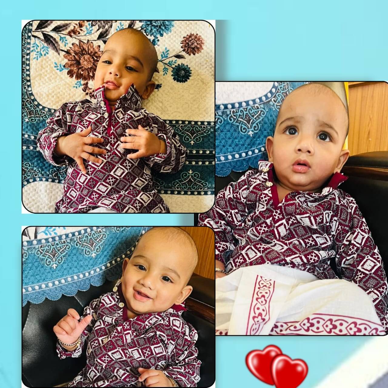     			Kaash Baby Boys Cotton Blend Ethnic - Pattern Kurta Pyjama Set ( Maroon , Pack of 1 )