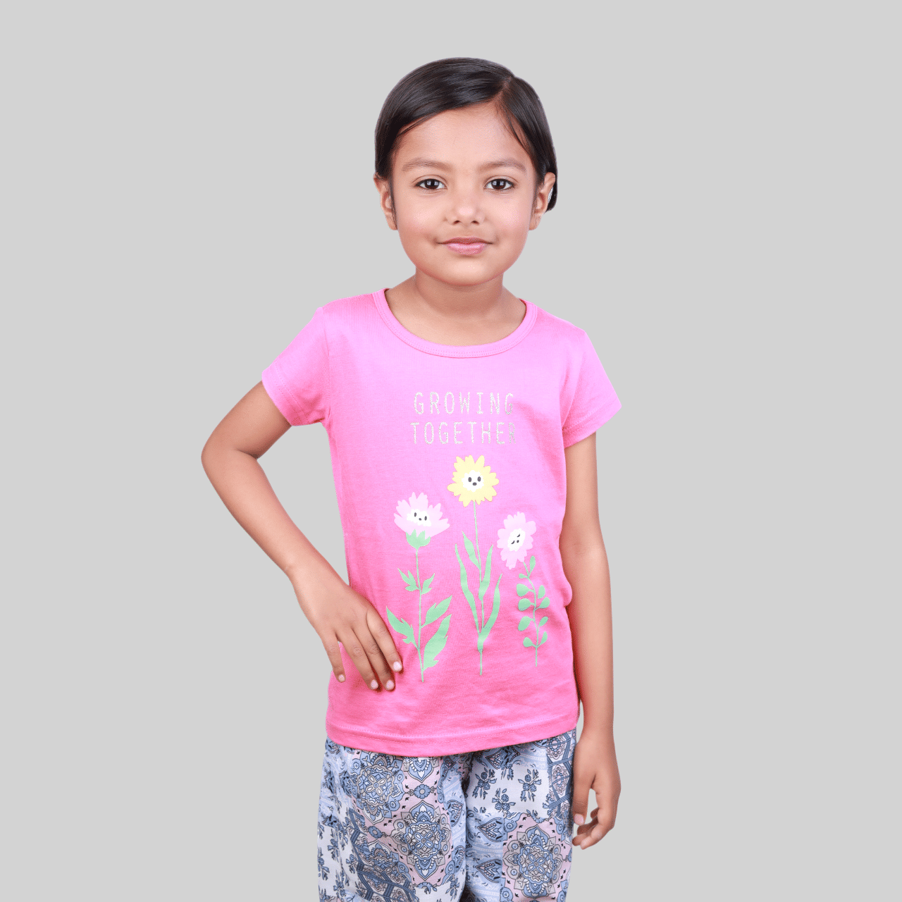     			Kidzee Kingdom Pack of 1 Girls Cotton T-Shirt ( Pink )