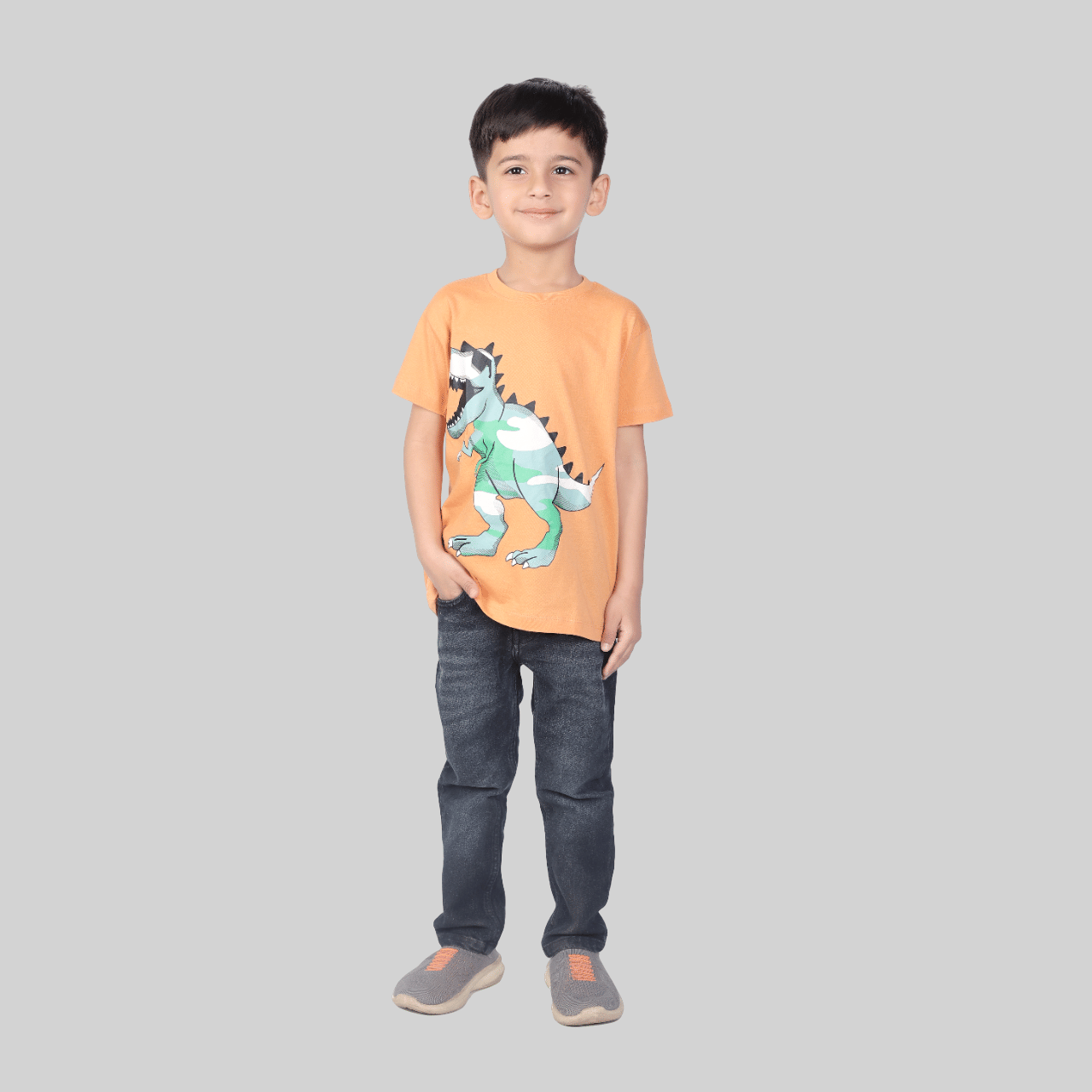     			Kidzee Kingdom Pack of 1 Boys Cotton T-Shirt ( Orange )