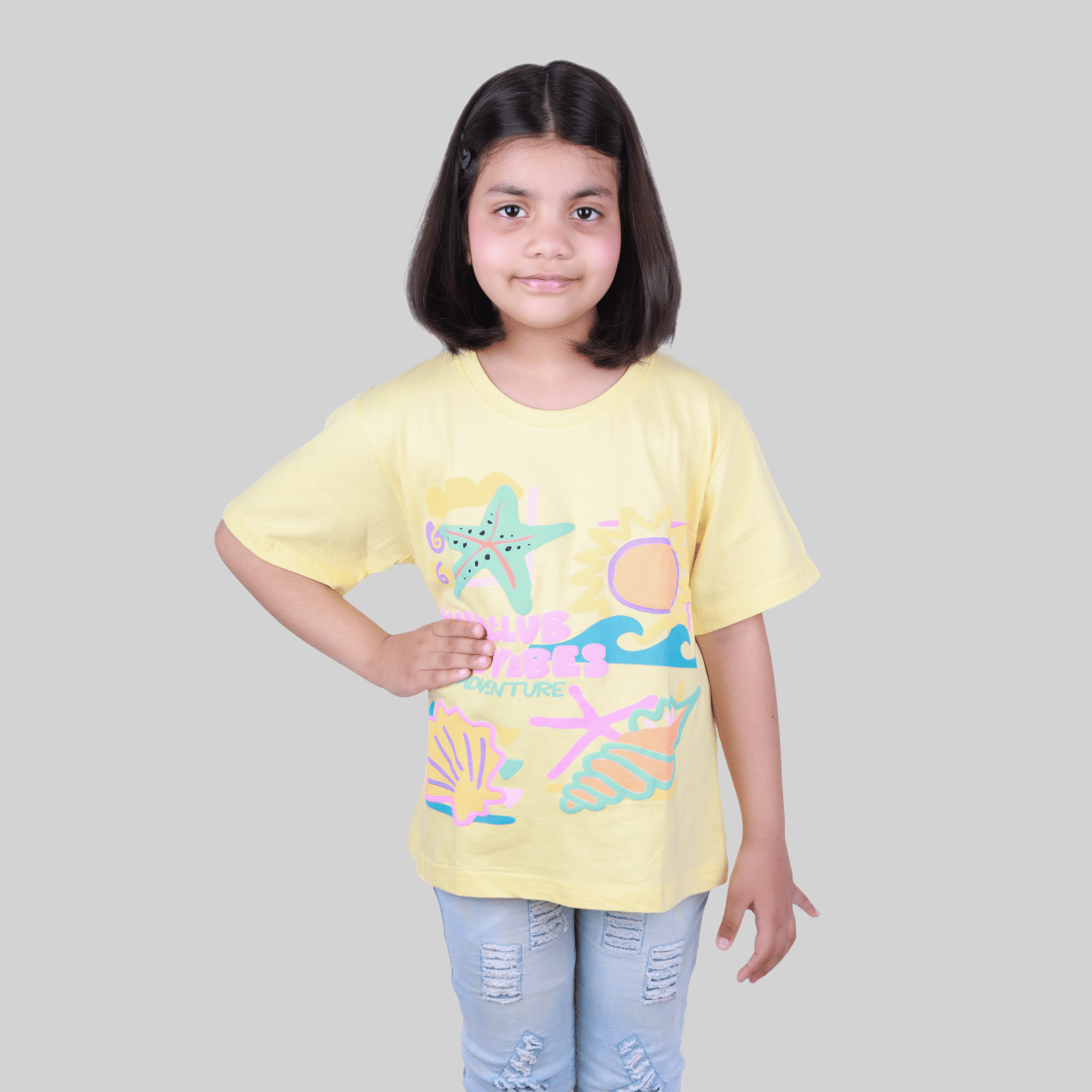    			Kidzee Kingdom Pack of 1 Girls Cotton Blend T-Shirt ( Yellow )