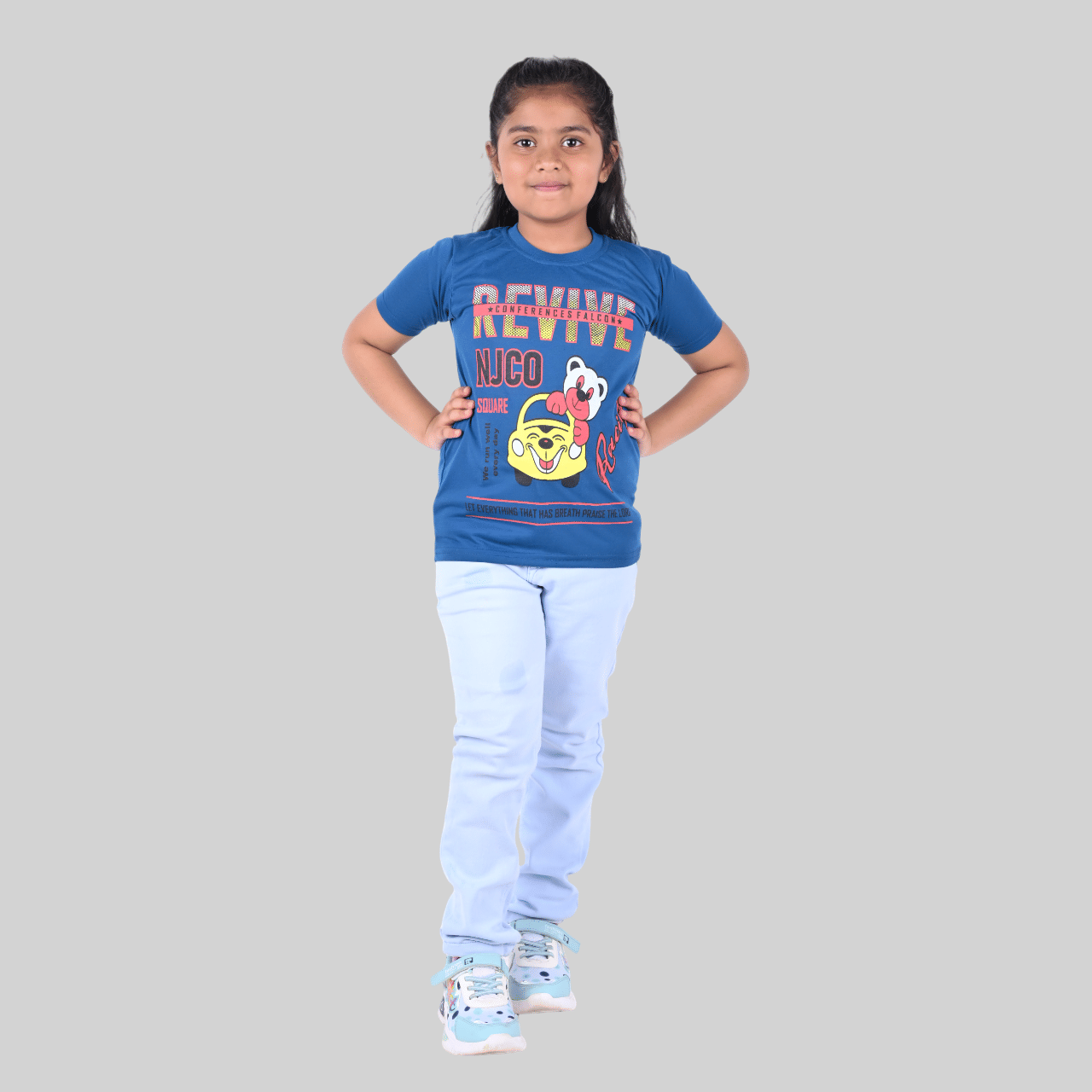     			Kidzee Kingdom Pack of 1 Girls Cotton T-Shirt ( Blue )