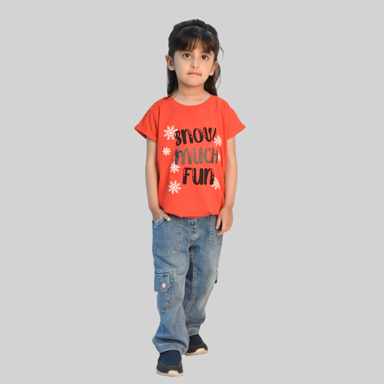     			Kidzee Kingdom Pack of 1 Girls Cotton T-Shirt ( Orange )