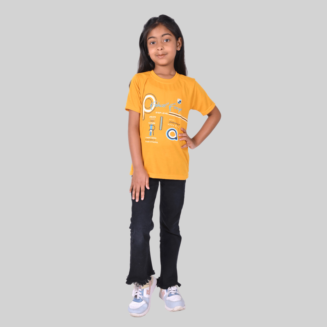     			Kidzee Kingdom Pack of 1 Girls Cotton T-Shirt ( Yellow )