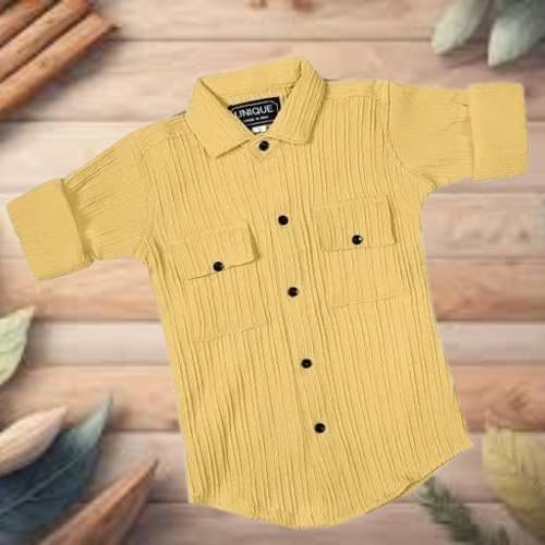     			Mameru Pack of 1 Boys Cotton Blend Full Sleeves Shirt ( Yellow )