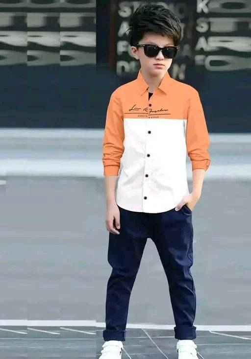 Mameru Pack of 1 Boys 100% Cotton Full Sleeves Shirt ( Orange ) Mameru Pack of 1 Boys 100% Cotton Full Sleeves Shirt ( Orange )