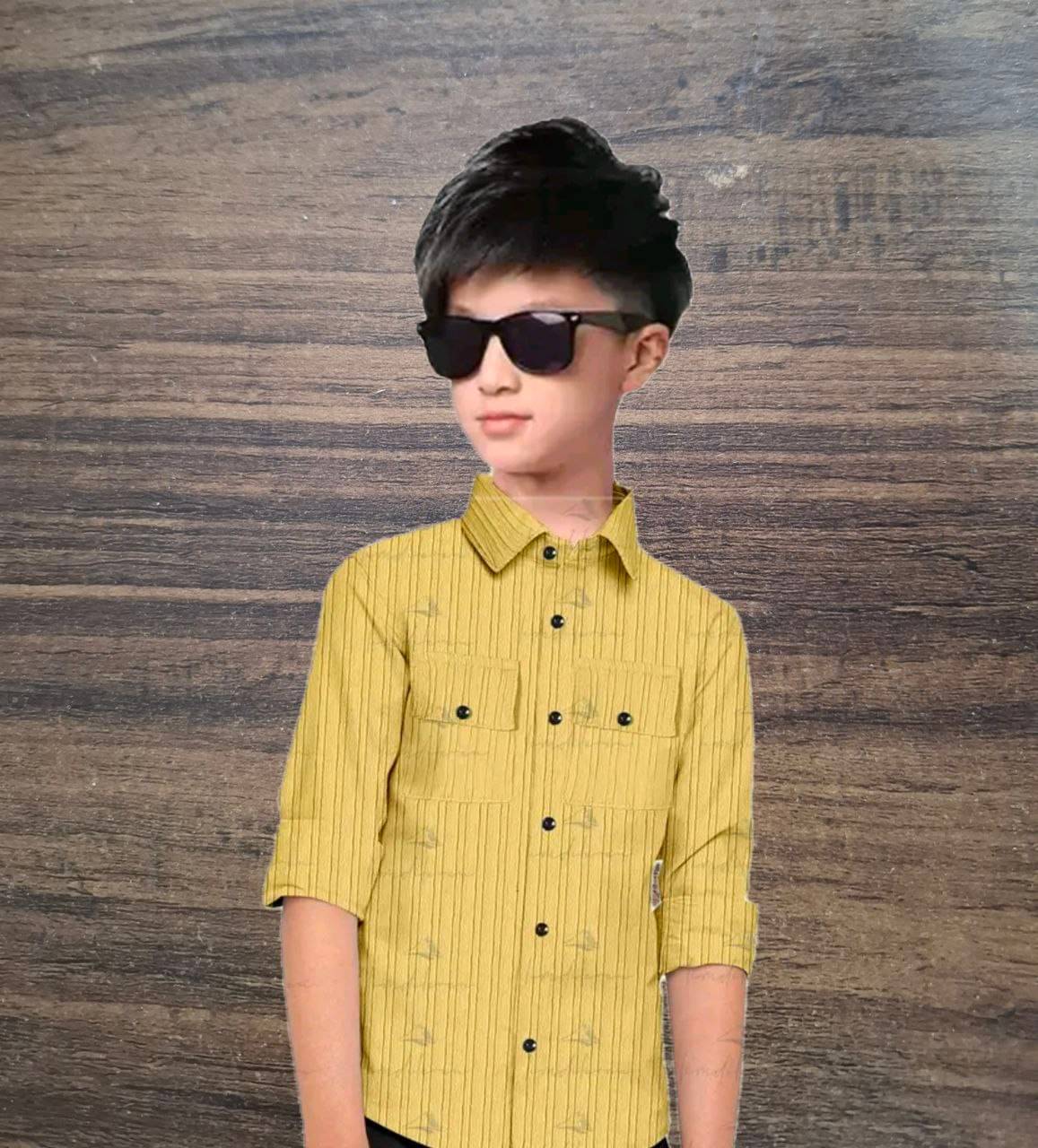     			Mameru Pack of 1 Boys Cotton Blend Full Sleeves Shirt ( Yellow )
