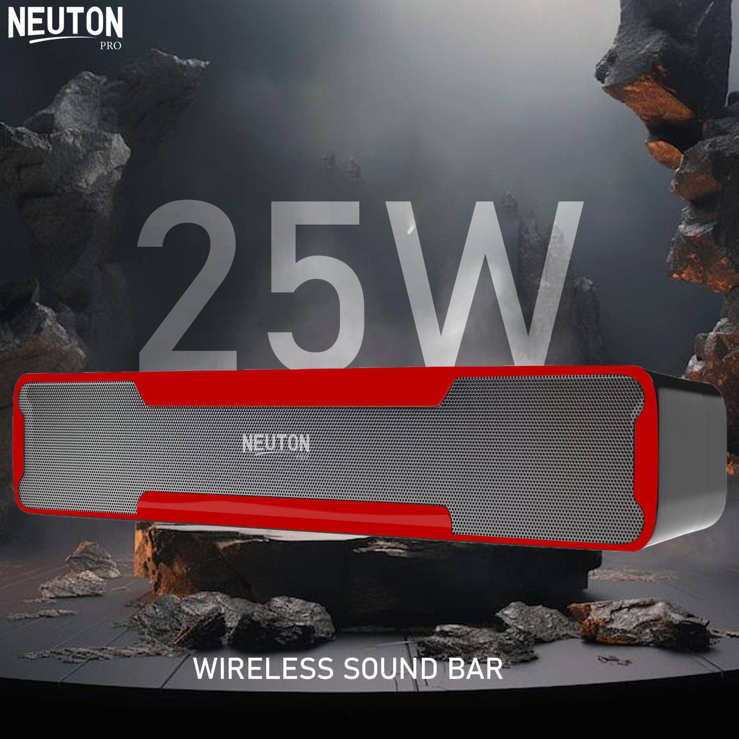    			NEUTON PRO TOP BAR 25 W Bluetooth Speaker Bluetooth v5.0 with SD card Slot,USB Playback Time 5 hrs Red