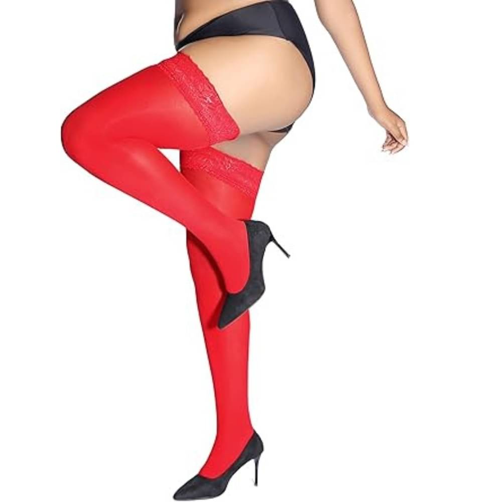     			Neska Moda Pack of 1 Women's Nylon Half length Stockings ( Red )