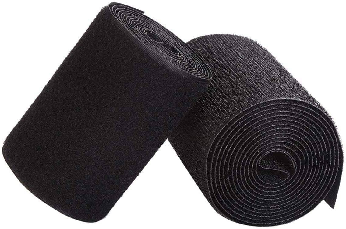     			PRANSUNITA 100 mm – Hook & Loop Double Sided Tape - Non-Adhesive Nylon Fastener Interlocking Tape for Sewing Crafts DIY, Clothes, Shoes – Black – (2 mts each Hook & Loop part both)