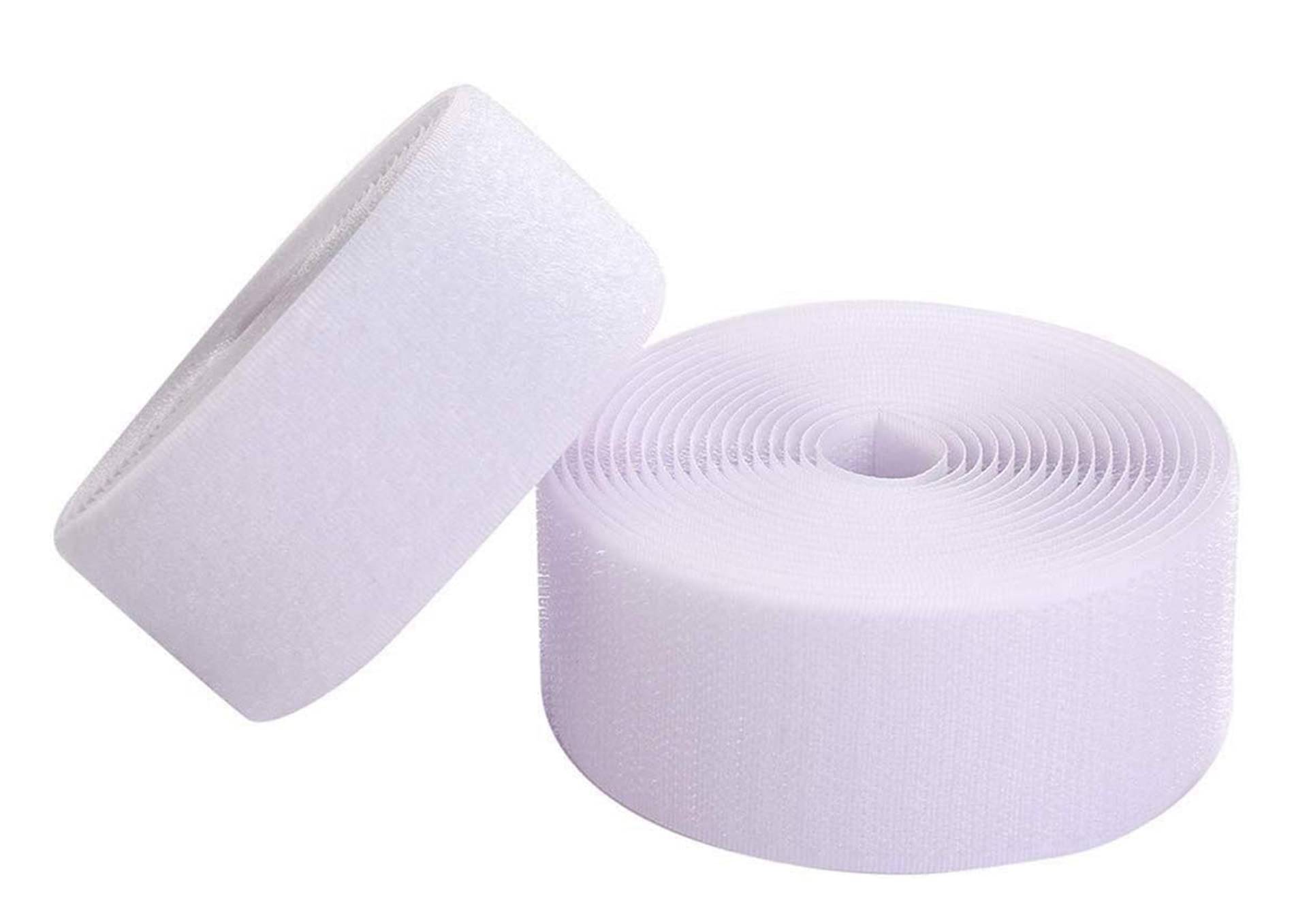     			PRANSUNITA 50 mm – Hook & Loop Double Sided Tape - Non-Adhesive Nylon Fastener Interlocking Tape for Sewing Crafts DIY, Clothes, Shoes – White (5 mts each Hook & Loop part both)