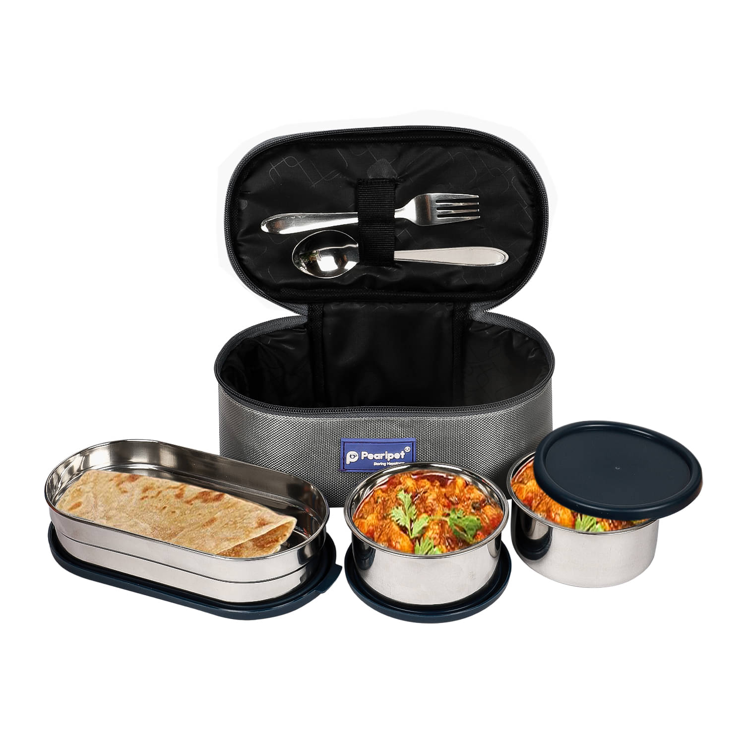     			PearlPet Zeal Stainless Steel Lunch Box 3 - Container ( Pack of 1 )