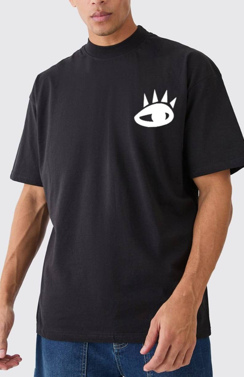 RF RAVES Cotton Blend Oversized Fit Printed Half Sleeves Men's Round T-Shirt - Black ( Pack of 1 ) RF RAVES Cotton Blend Oversized Fit Printed Half Sleeves Men's Round T-Shirt - Black ( Pack of 1 )