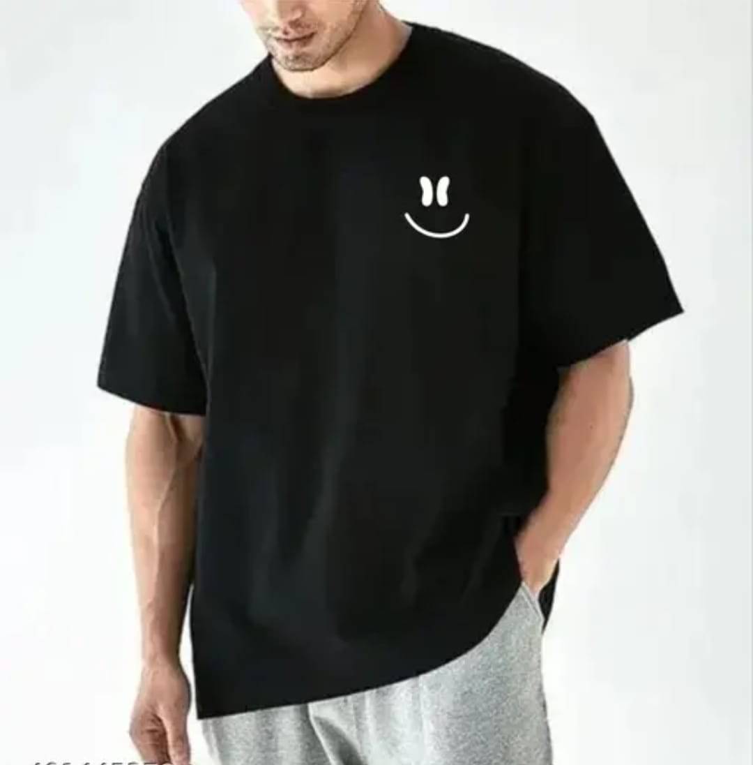 RF RAVES Cotton Blend Oversized Fit Printed Half Sleeves Men's Round T-Shirt - Black ( Pack of 1 )     			RF RAVES Cotton Blend Oversized Fit Printed Half Sleeves Men's Round T-Shirt - Black ( Pack of 1 )