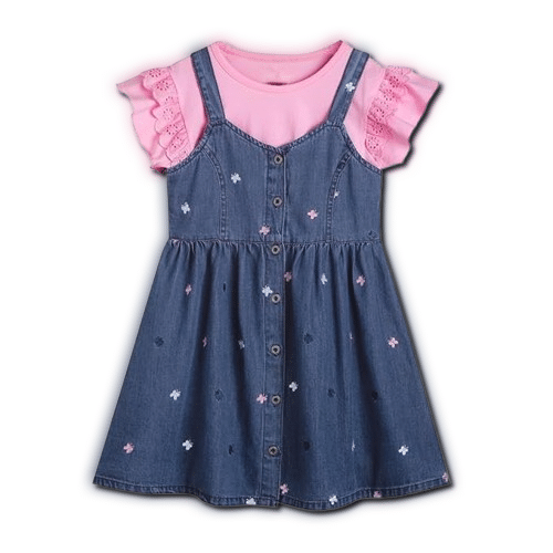     			SABANA BEAUTY COLLECTION Denim Dress For Girls ( Pack of 1 , Denim Blue )