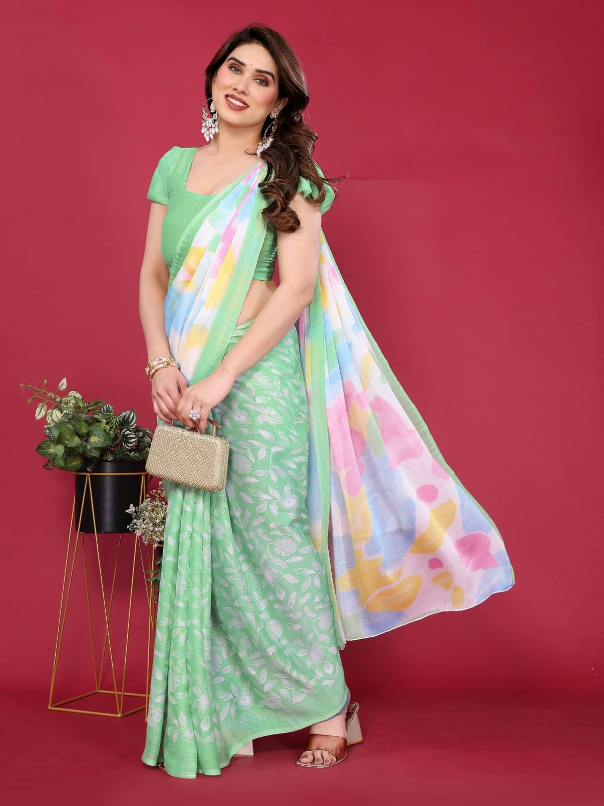 SARIK FASHION Chiffon Printed Saree With Unstitched Blouse Piece ( LightGreen ) SARIK FASHION Chiffon Printed Saree With Unstitched Blouse Piece ( LightGreen )