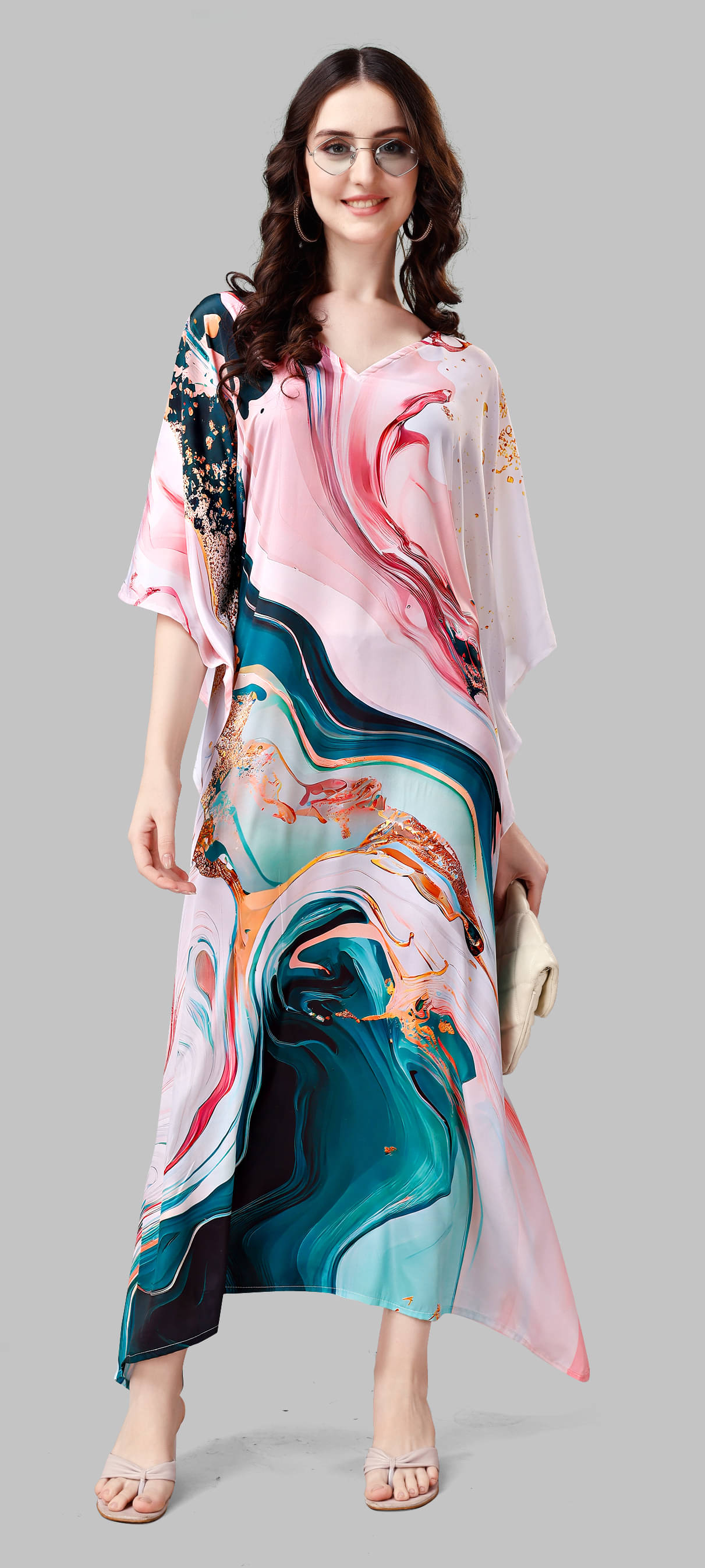     			SILK SUTRA Multi Color Silk Women's Nightwear Kaftan ( Pack of 1 )