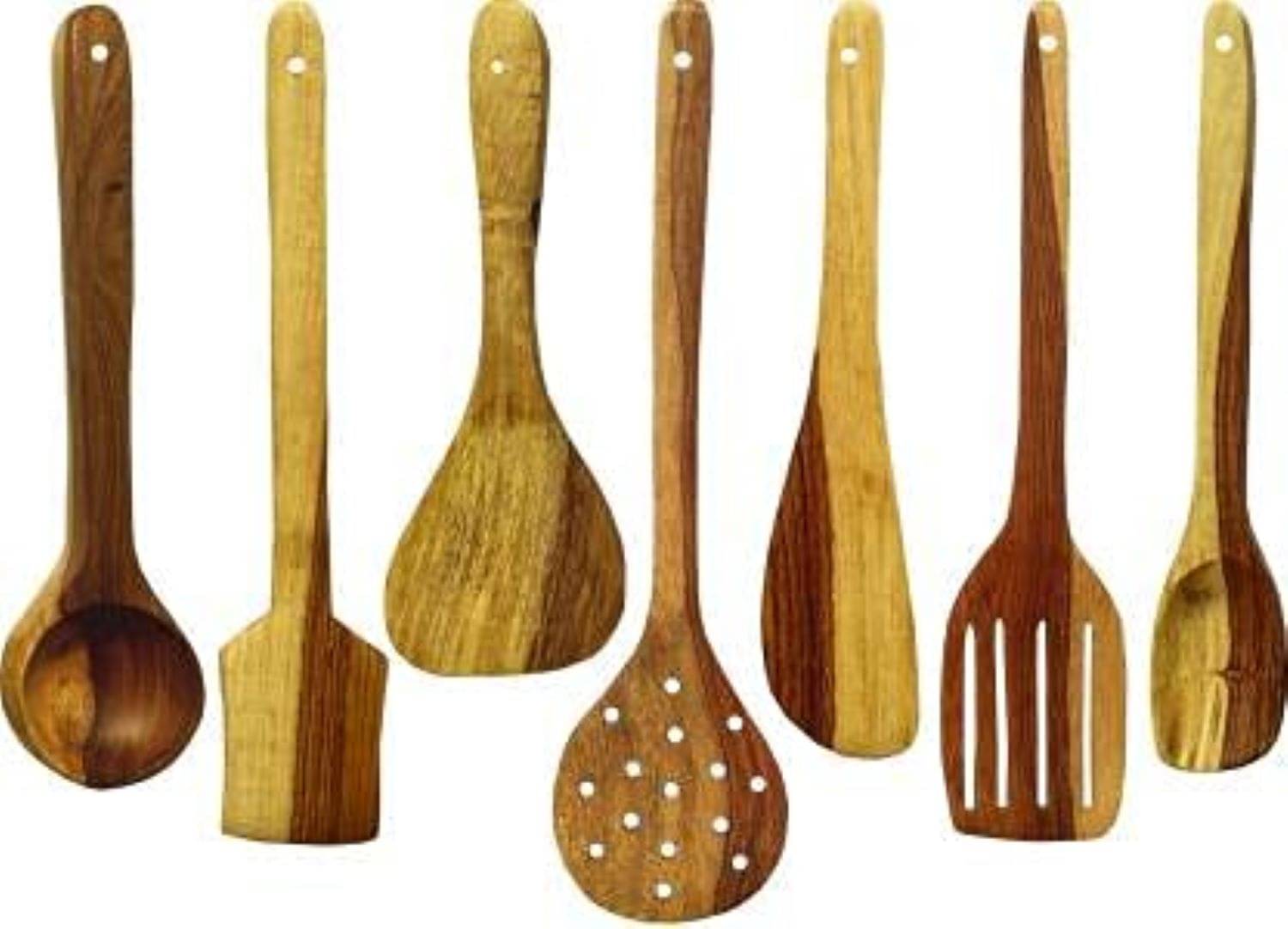     			SWH spoon 7 Wooden Serving Spoon White ( Pack of 7 )