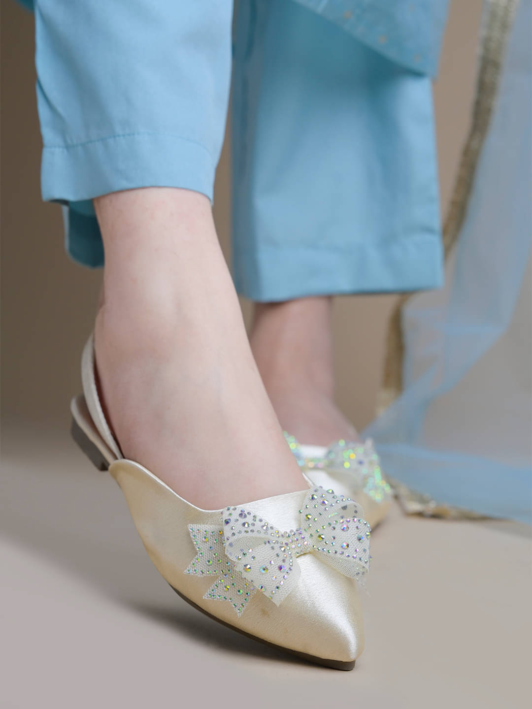     			Shoetopia Cream Women's Flats
