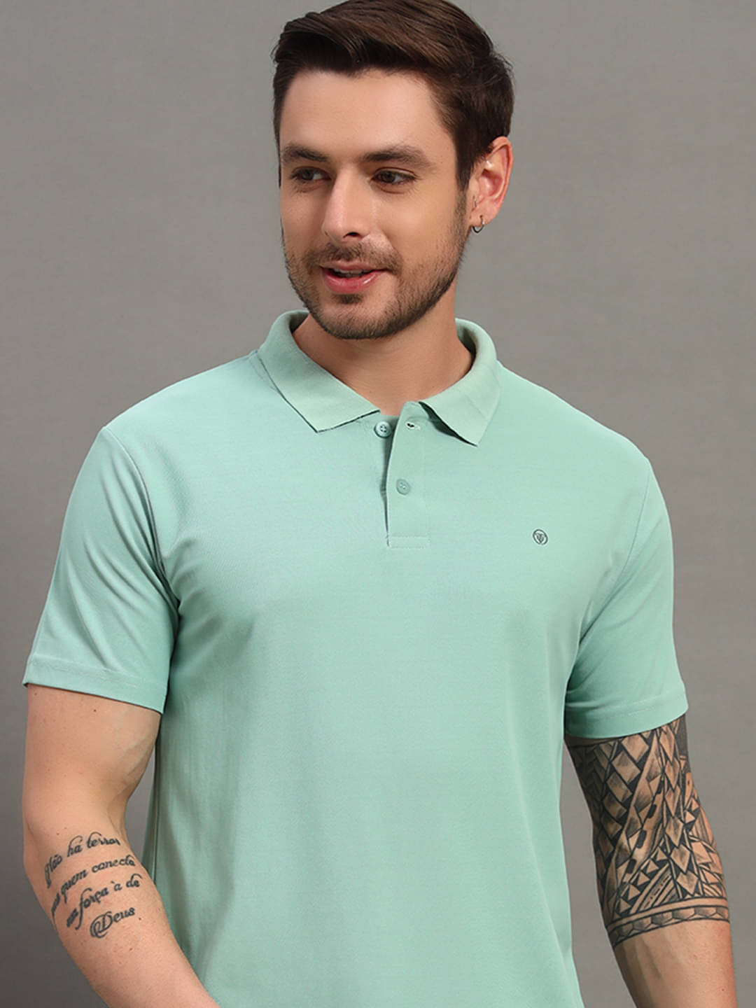 TRIUS Men Cotton Blend Regular Fit Solid Polo T Shirt ( Aqua ) TRIUS Men Cotton Blend Regular Fit Solid Polo T Shirt ( Aqua )