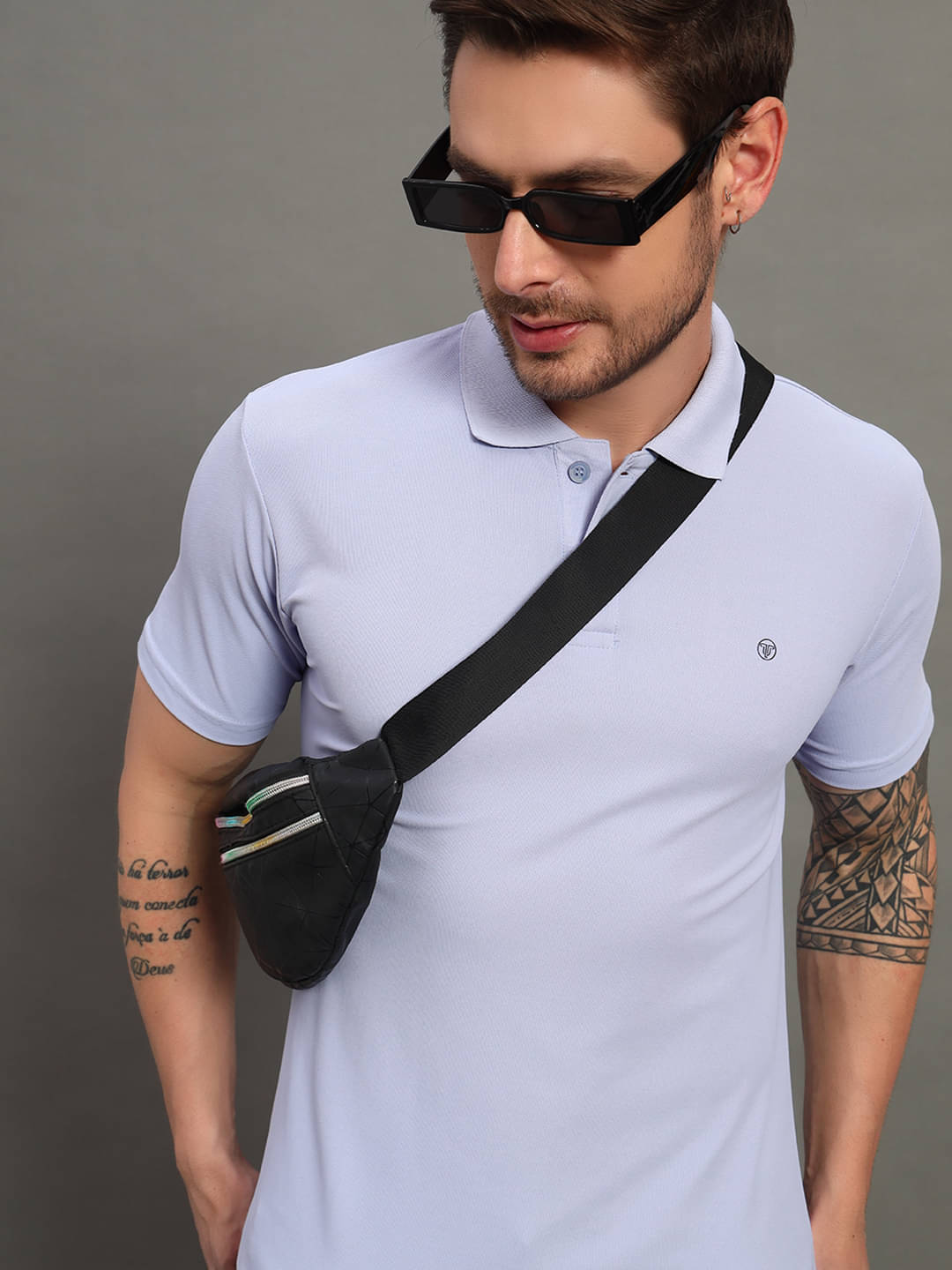     			TRIUS Men Cotton Blend Regular Fit Solid Polo T Shirt ( Lavender )