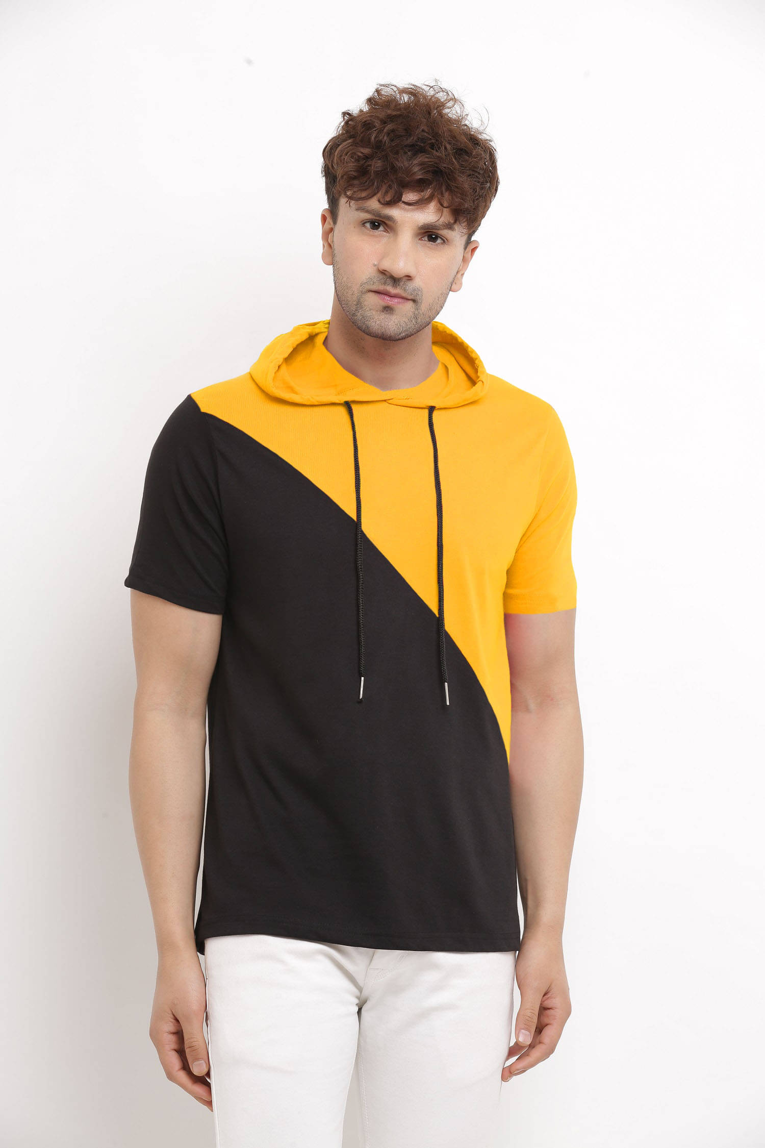 Try This Men Cotton Blend Regular Fit Colorblock T-Shirt ( Yellow )     			Try This Men Cotton Blend Regular Fit Colorblock T-Shirt ( Yellow )