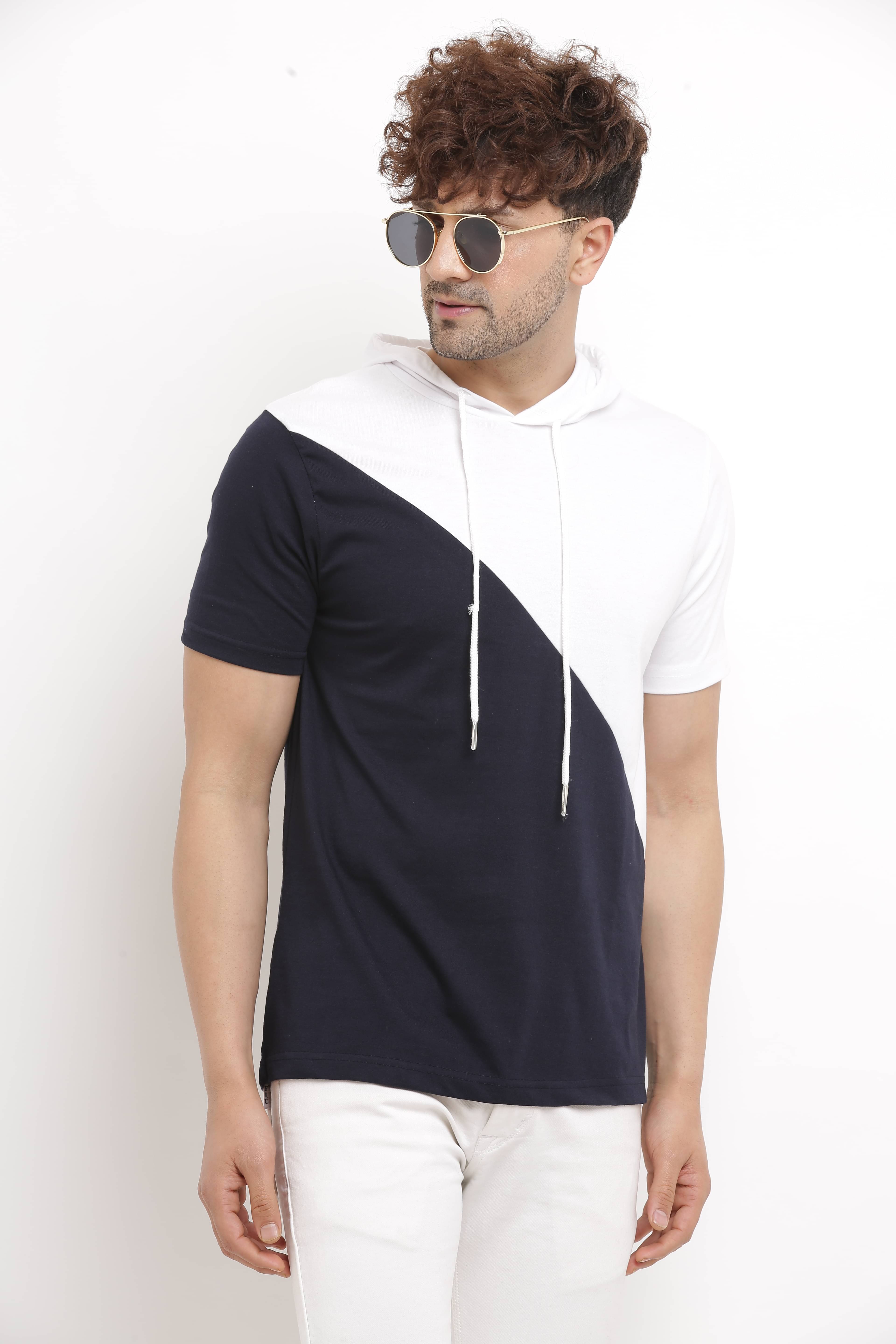     			Try This Men Cotton Blend Regular Fit Colorblock T-Shirt ( Blue )