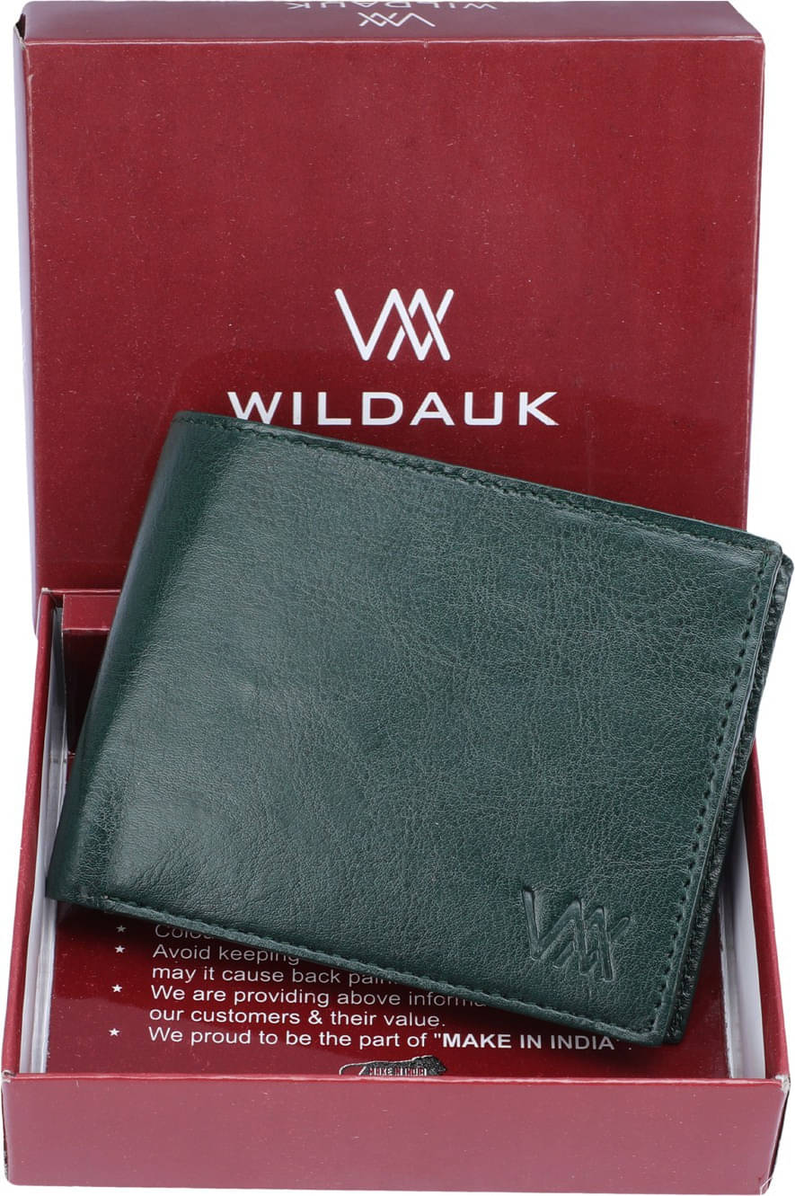     			WILDAUK PU Self Design Men's Regular Wallet With 3 Slots For Card ( Green , Pack of 1 )