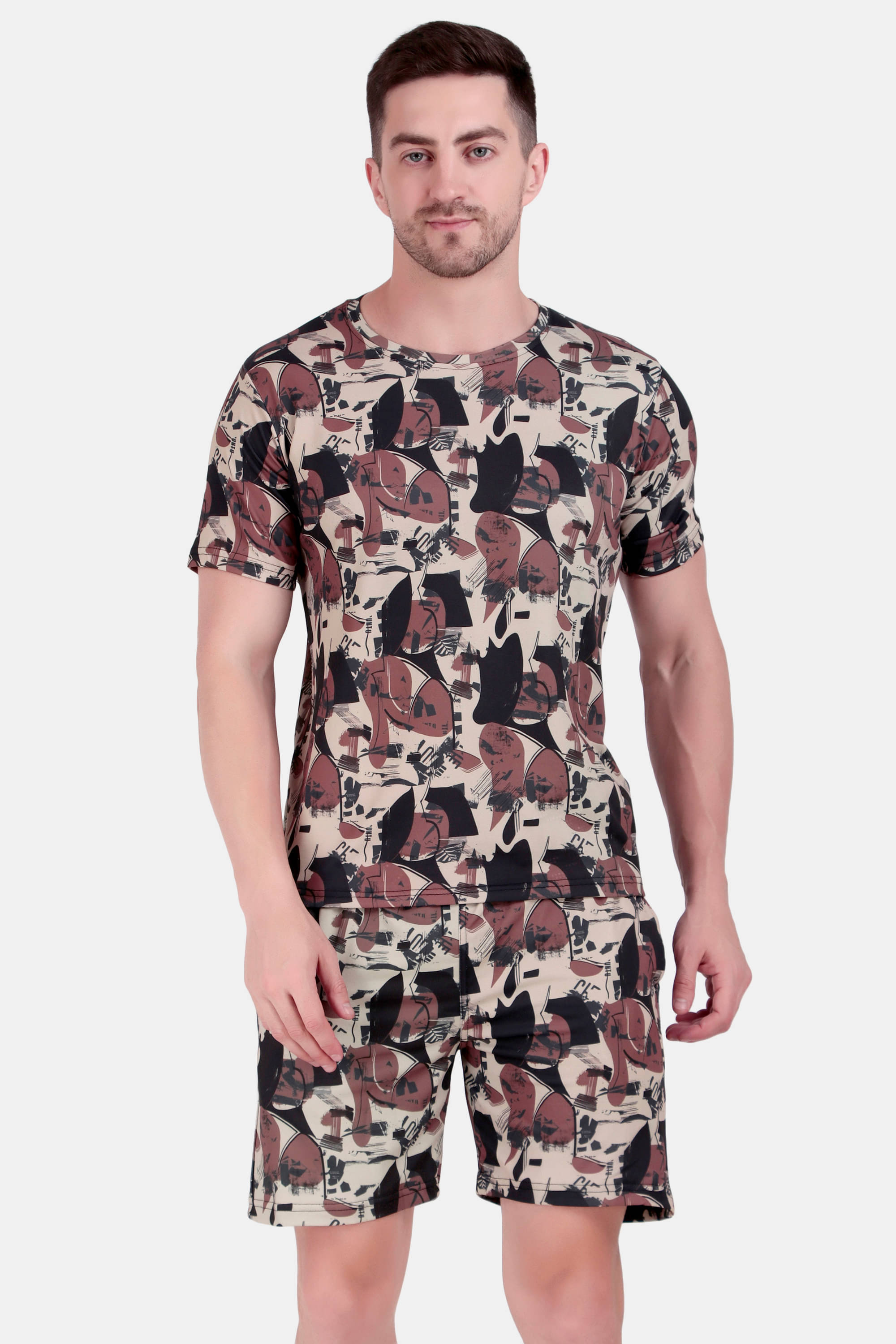     			anzeer Men's T-shirt With Shorts Co-Ords Set ( Pack of 1 , Black )