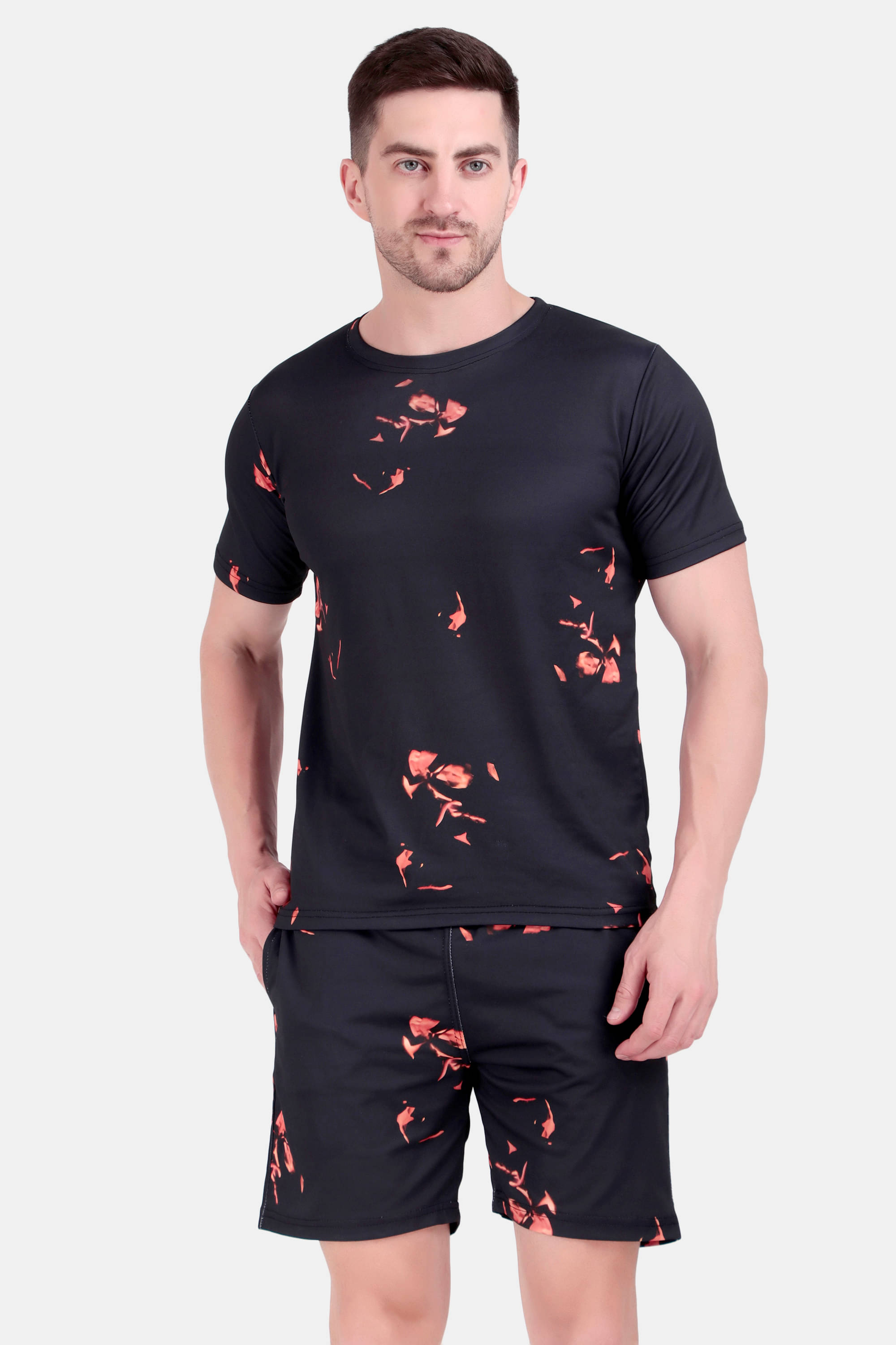     			anzeer Men's T-shirt With Shorts Co-Ords Set ( Pack of 1 , Black )