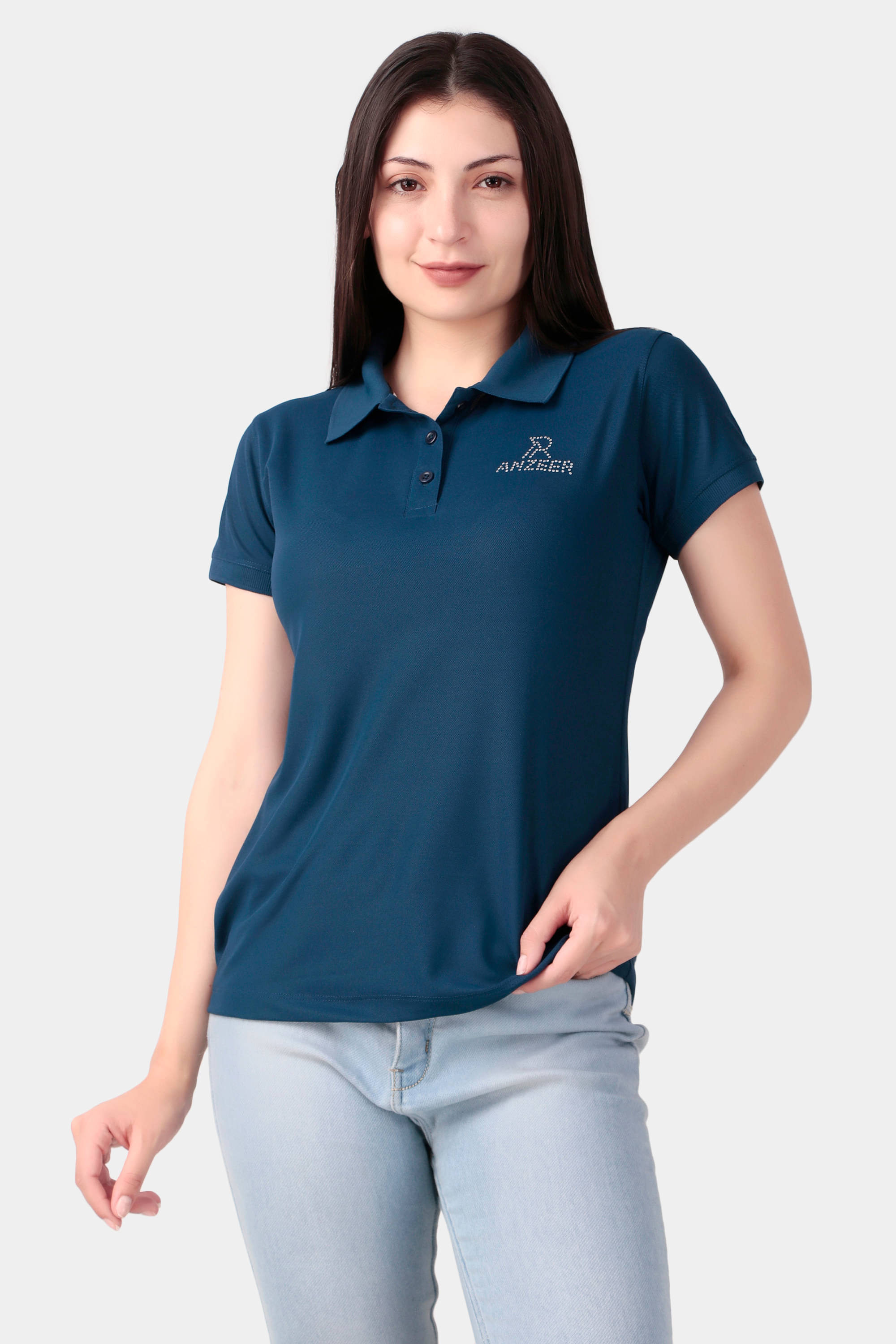 anzeer Women's Regular Solid Polo Collar Cotton T-Shirt ( Navy Blue , Pack of 1 ) anzeer Women's Regular Solid Polo Collar Cotton T-Shirt ( Navy Blue , Pack of 1 )