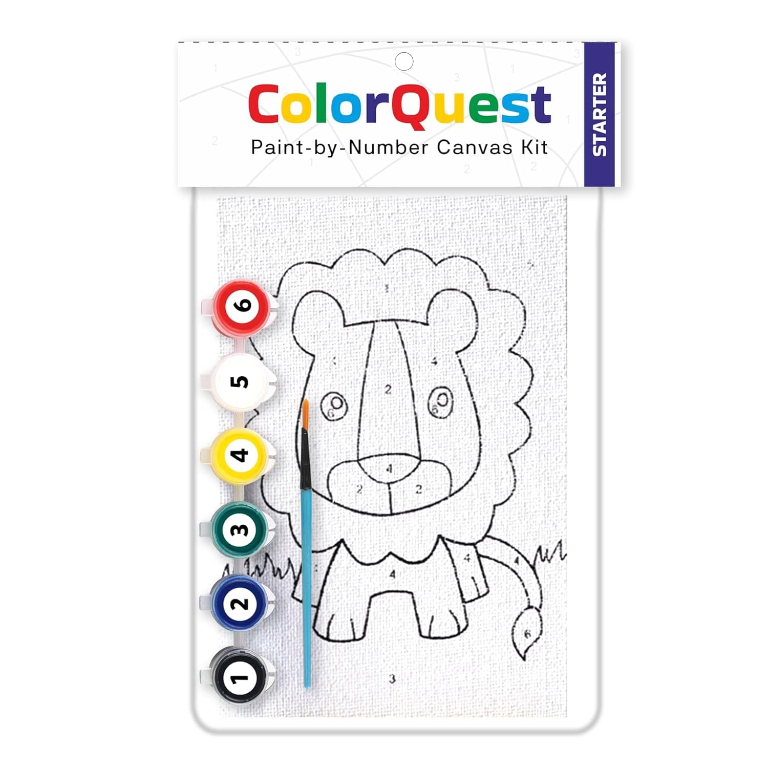     			Artiggle Painting Kit - Canvas Board 4 x 6 Pack of 2, Wooden Easel, Paint Brush, 6 Non-Toxic Colors, Paint by Numbers for Girls & Boys Ages 4-9