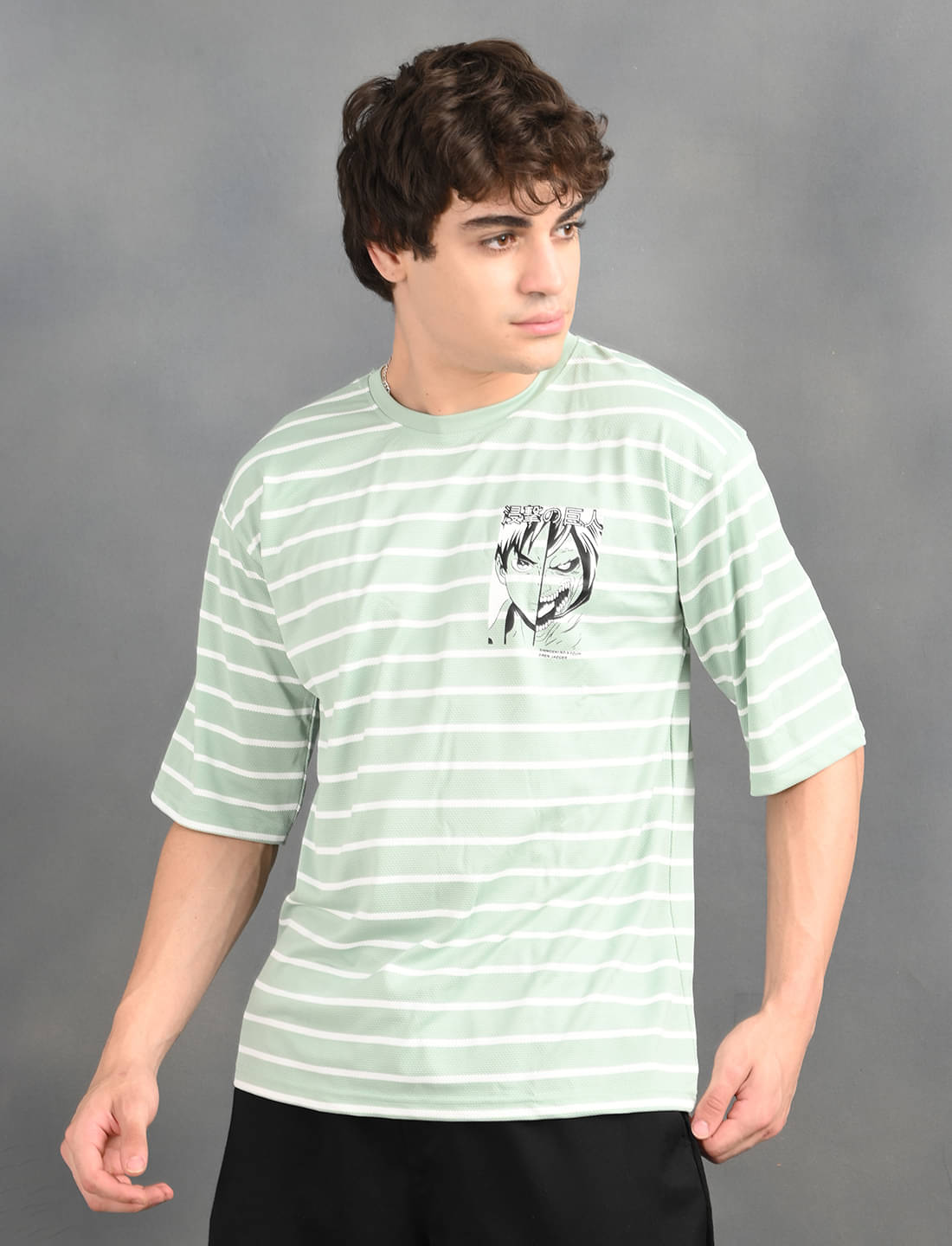 BLUE ARC Men Polyester Oversized Fit Printed T-Shirt ( Mint Green ) BLUE ARC Men Polyester Oversized Fit Printed T-Shirt ( Mint Green )